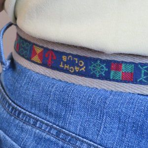 Vintage Leather & Canvas YACHT Club Belt 39" Long (95J)